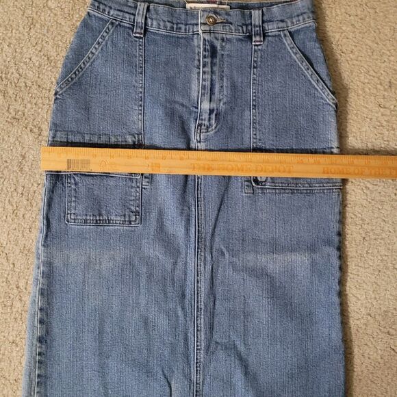 Eddie Bauer Denim Maxi Pencil Cargo Skirt Womens 4P Blue Western Boho Cowgirl - Picture 8 of 14